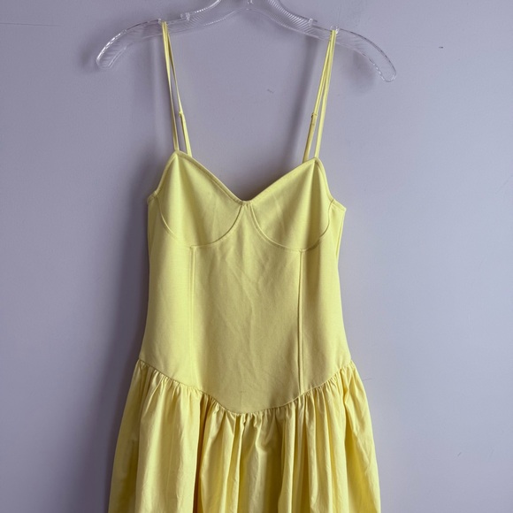 NWT ZARA Combination Poplin Yellow Maxi Dress Size M 5644/359 Bustier Drop Waist - Picture 9 of 16